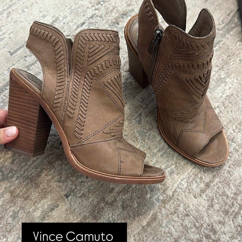 Vince Camuto Tan Cutout Heeled Boots